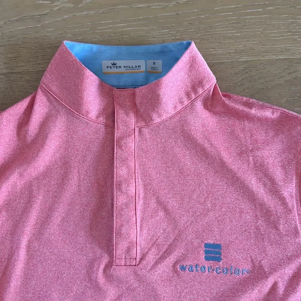 Peter Millar Watersound Beach Club Quarter Zip Button Up Easter Pink Blue Small - Picture 2 of 5